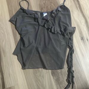 H&M Sheer Grey Ruffle Camisole